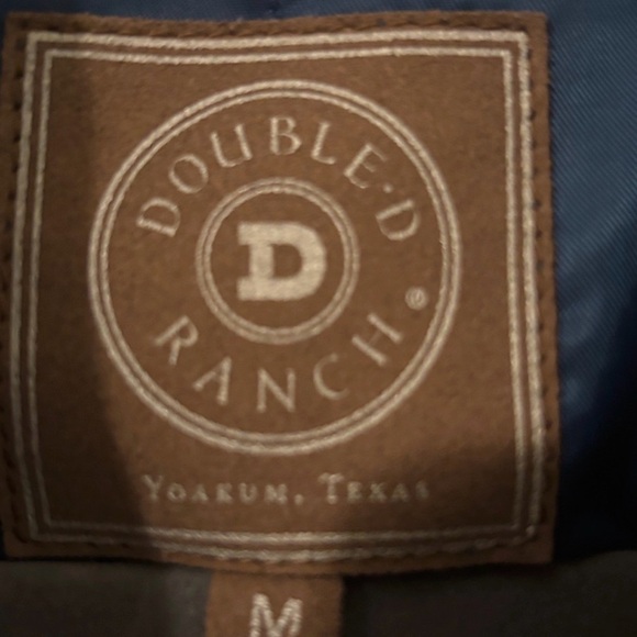 Double D Ranch blue leather brown fringe jacket studded front zip RTL $995 M NWT - Picture 5 of 5